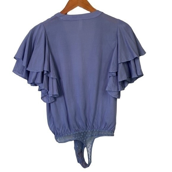 Free People Intimately Call Me Later Body Suit Flutter Short Sleeve Wrap Tie - Picture 5 of 16